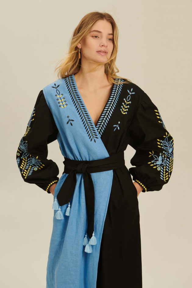 Women's linen embroidered dress Rye UKR-4237