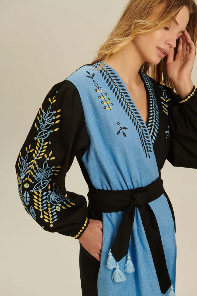 Women's linen embroidered dress Rye UKR-4237