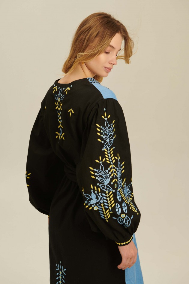 Women's linen embroidered dress Rye UKR-4237