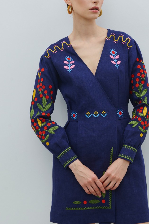 Лляна вишита сукня Весна творчості Марії Примаченко UKR-4245